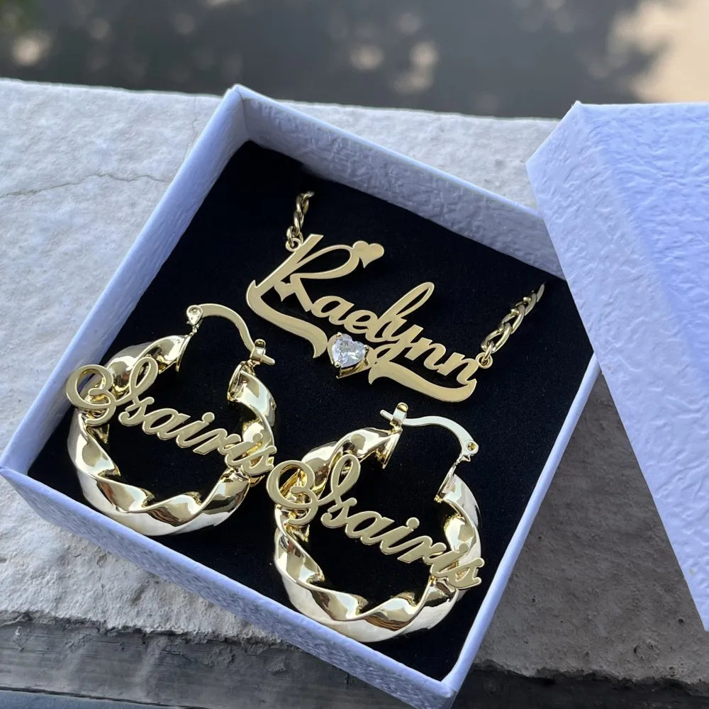 Personalized Name Hoop & Heart Necklace