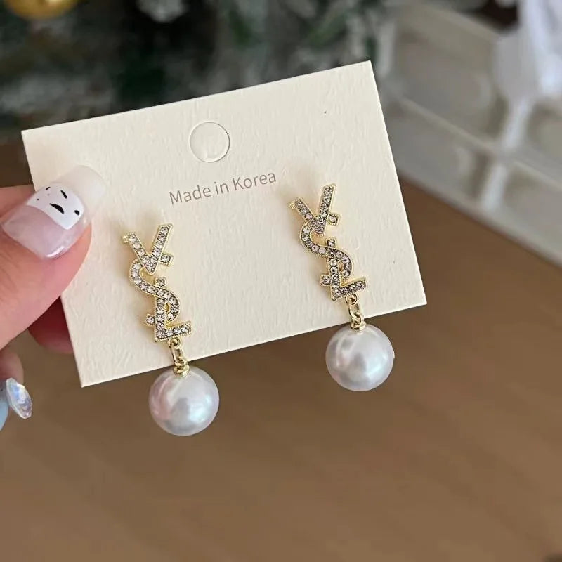 Chic Linear Style Pearl Earrings